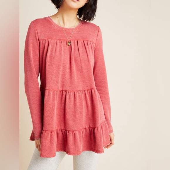 Cozy Saturday/ Sunday Anthropologie Tiered Baby Doll Sweatshirt Small - Picture 1 of 4